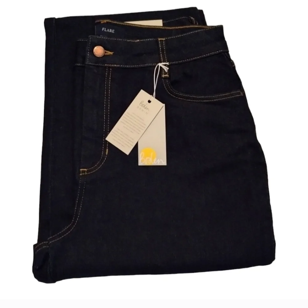 Boden High Waist Smart‎ Flare Jeans Long Stretch Denim